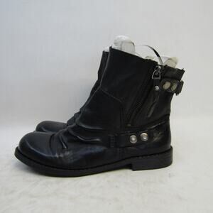 NINE WEST Vintage America Womens Size 8 M Black Leather Buckle Ankle Boot Bootie